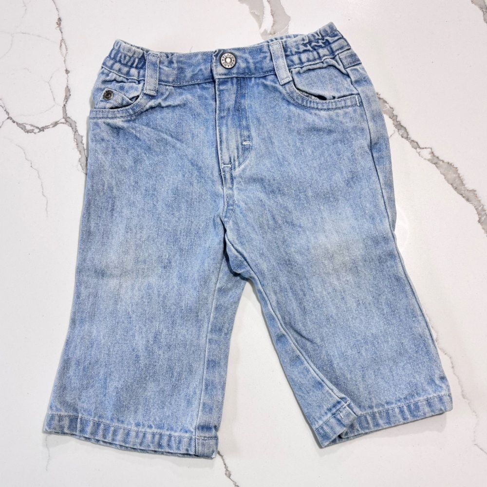 The Children’s Place Y2K 2000s Baby Girls Flare Blue Light Wash Denim Jeans 6-9M